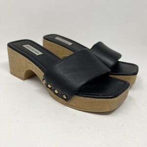 Steve Madden Y2K Women's 9 Chana Wood Clogs Platform Slides Sandals Chunky Black